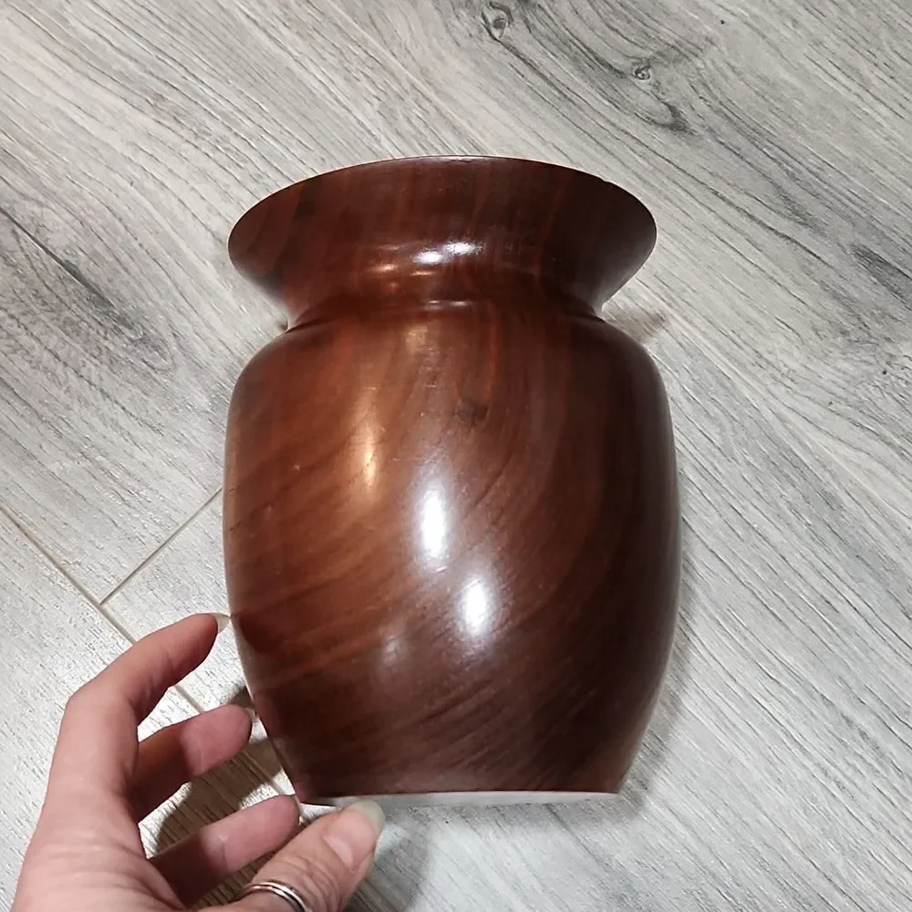 Vintage Wooden Dark Vase - Picture 5 of 6
